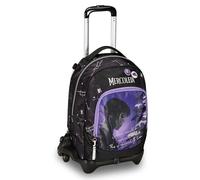 Seven Jack 3 Wheels School Trolley Wednesday - Be The Strange You Want to, Black Purple - 3 in 1, Triple Use, Backpack with Detachable Trolley, Bottle Pocket, Girl School Backpack, Purple, Taglia