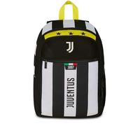 Seven Juventus Double Compartment Backpack, Black and White, Front Pocket with Zip and Pocket for Bottle, Children, Elementary School, Football, Black, Taglia unica, Casual