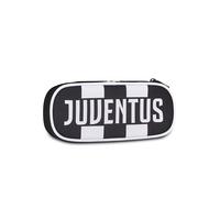 Seven Juventus Round Plus School Pencil Holder, Black, Elastic Pencil Case, Inner Zip Pocket, Middle and High School, for Children and Teens, Football Official Product