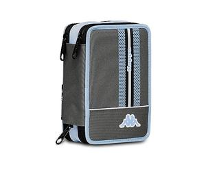 Seven Kappa School Pencil Case with 3 Compartments - Multicoloured, School Pen Holder, Teenagers, Children - Complete with Pencils, Pens, Markers …, Grey, Taglia Unica, School