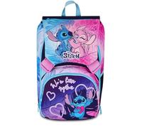 Seven Lilo & Stitch Double Backpack with Extendable Compartment, Purple, Maxi Capacity, Preformed Backrest, Girls, Primary School, Purple, Taglia unica, Casual, purple, standard size, Casual