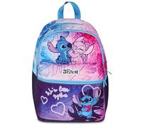 Seven Lilo & Stitch Double Compartment Backpack, Blue, Front Zip Pocket and Bottle Pocket, Girls, Elementary School, blue, Taglia unica, Casual