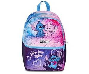 Seven Lilo & Stitch Double Compartment Backpack, Blue, Front Zip Pocket and Bottle Pocket, Girls, Elementary School, blue, Taglia unica, Casual