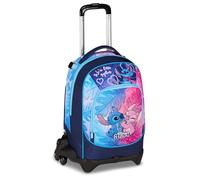 Seven Lilo & Stitch School Trolley Jack 3 Wheels, Blue, Backpack with Detachable Trolley 33 Litres, for Elementary and Middle School, Girls, blue, Taglia unica, Casual