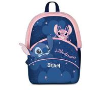 Seven LILO & Stitch Starry Eyed School Backpack for Children, Front Pocket, Zip Openings, Padded Shoulder Straps, Breathable Mesh Understrap, Bottle Pocket, Official Product, Idea