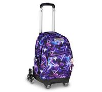 Seven Lovepass Comby 8 Wheels School Trolley Violet, 31 L, Discomposable, Use Backpack, Multi-Purpose Pockets, Laptop Pocket, Folding Structure, Telescopic Bar, Elementary and Middle School, Girl