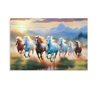 Seven Lucky Horse 7 Running Horses Wall Art Vastu Canvas Print Wall Art Landscape Picture Painting Poster for Living Room Bedroom Office Decor 24x36inch(60x90cm) Unframe