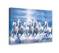 Seven Lucky Running Horses Canvas Poster - Animal Wall Art Decor for Living Room & Bedroom - 08x12inch(20x30cm) Frame-style