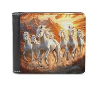 Seven Lucky Running Wild Horses Bifold Wallet Leather Purse Front Pocket | Slim,Credit Card Holder,Minimalist,Gifts for Men,Stylish,Coin Purse,Money Clip,with Card Slots
