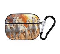 Seven Lucky Running Wild Horses Bluetooth Earphone Case Compatible with Airpods Pro Hard Protective Case with Keychain
