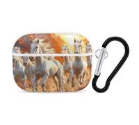 Seven Lucky Running Wild Horses Bluetooth Earphone Case Compatible with Airpods Pro Hard Protective Case with Keychain
