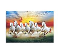 Seven Lucky Running Wild Horses Horse Posters Canvas Poster Wall Art Decor Print Picture Paintings for Living Room Bedroom Decoration 12x18inch(30x45cm)