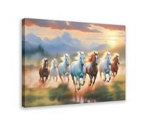 Seven Lucky Running Wild Horses Poster 01 Canvas Poster Bedroom Decor Landscape Office Room Decor Gift 12x18inch(30x45cm)