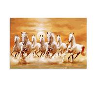 Seven Lucky Running Wild Horses Wall Art Animal Posters Canvas Poster (3) Canvas Poster Wall Art Decor Print Picture Paintings for Living Room Bedroom Decoration Unframe-style 12x18inch(30x45cm)