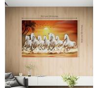 Seven Lucky Running Wild Horses Wall Art Animal Posters Canvas Poster Decor Office Frame-style 30 * 20 inch(76.2x50.8cm), 24 * 16 inch (60.96x40.64cm) (24 * 16 inch (60.96x40.64cm) (30 * 20 inch)