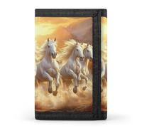Seven Lucky Running Wild Horses Wallet Slim Trifold Purse Card Holder Money Pouch Organizer Wallets