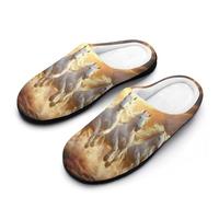 Seven Lucky Running Wild Horses Women's Slippers Winter Warm House Shoes Indoor Outdoor Hotel Slipper