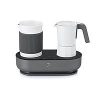 SEVEN&ME Espressor Machine black & white Coffee Maker, with Milk Froth All-in-One Espresso Machine Combination, Latte Cappuccino Macchiato Espresso Electric Moka Pot, One Click Smart Operation（8.66"）