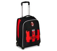 Seven Milan Big Trolley School Fixed, Red and Black, Football Team, 2 in 1, Double Use, Trolley and Backpack, Elementary School, Child, Black, Taglia unica, Casual