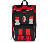 Seven Milan Expandable Backpack with Double Compartment, Black, 24 L, Side Zips, Front Pocket, Bottle Pocket, Elementary and Middle School, Child, Boy, Football, Official Product