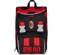 Seven Milan Expandable Backpack with Double Compartment, Black, 24 L, Side Zips, Front Pocket, Bottle Pocket, Elementary and Middle School, Child, Boy, Football, Official Product