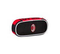 Seven Milan Round Plus Pencil Case, Black, Oval Pencil Case with Elastic Bands and Pocket for Pens, Pencils and Accessories, Middle and High School, Football Boy, Black, Modern