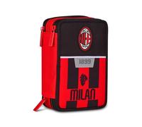 Seven Milan School Pencil Case 3 Zip, Black, Triple Compartment with Pens, Pencils, Colours, Accessories Backpack, Elementary School, Child Football, Black, Modern