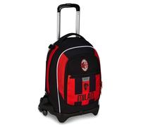 Seven Milan Trolley School Jack 3 Wheels, Red Black, Football Team, Backpack with Removable Trolley 33 Litres, for Elementary and Middle School, Children, red, Taglia unica, Casual