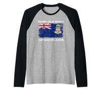 Seven Mile Beach Cayman Islands Flag Distressed Raglan Baseball Tee