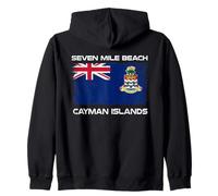 Seven Mile Beach Cayman Islands Flag Distressed Zip Hoodie