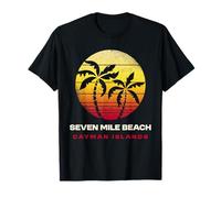 Seven Mile Beach Cayman Islands Retro Sunset Design T-Shirt
