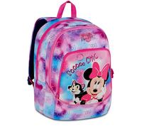 Seven Minnie Mouse Double Compartment School Backpack, Bottle Pocket, Computer Pocket, Padded Shoulder Straps, Girls and Girls, Pink/Blue