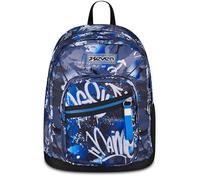 Seven New Fit Backpack, Double Compartment, Bottle Pocket, School and Leisure, Mystic Gray, Children and Teenagers, Blue/Black