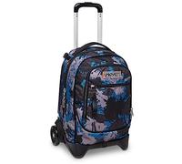 Seven New Tech School Trolley 3 in 1, Triple Use, Backpack with Detachable Trolley and Crossover System, Travel, Child Boy, Blue Black, Taglia unica, modern