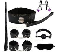 Seven Piece Black Smooth Leather Adjustable Sports accessory, Family Yoga Elastic Band, Couple Gift