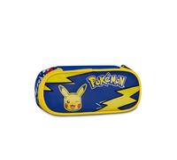 Seven Pokemon Round Plus School Pencil Holder, Blue, Large Inner Compartment, Pencil Holder, Divider with Elastics, Zip Pocket, Backpack Accessories, Elementary and Middle School, Child, Girl