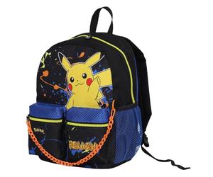 Seven Pokemon School Backpack, Kindergarten and Leisure, Blue and Yellow, Children and Teenagers, with Double Front Pocket, Black, Blue And Yellow, Taglia unica, Casual