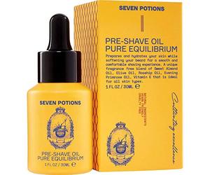 Seven Potions Pre-Shave Oil For Men - Ideal for Sensitive Skin, Helps Prevent Irritation, Lubricates and Protects Face - Natural, Vegan, Cruelty Free (30ml)