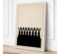 Seven Rabbits Minimalist Canvas Wall Art Print 18x12 Inch