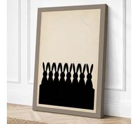 Seven Rabbits Minimalist Canvas Wall Art Print 18x12 Inch