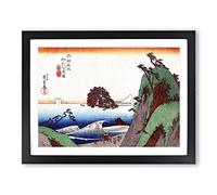 Seven Ri Beach By Utagawa Hiroshige Asian Japanese Framed Print | A4 Black Framed Wall Art | Ready to Hang | Asian Beach Picture | Living Room Bedroom Lounge Office