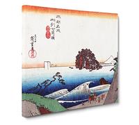 Seven ri Beach by Utagawa Hiroshige Canvas Print | Gallery Wrapped 30mm Frame Wall Art | 14x14 inches | Ready to Hang | Asian Seascape Picture | Living Room Bedroom Lounge Office