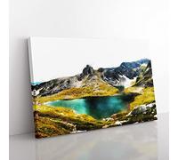 Seven Rila Lakes In Bulgaria Painting Modern Art Canvas Wall Art Print Ready to Hang, Framed Picture for Living Room Bedroom Home Office Décor, 76x50 cm (30x20 Inch)