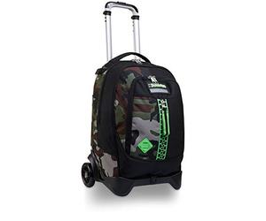Seven Rolling backpack, JACK-2WD HALF BLACK, Wheeled Book Bag, 3 in 1, Detachable Backpack + Trolley, for Teen, Girls&Boys, For School, Sport, Free Time, Laptop Sleeve, Italian Design, green