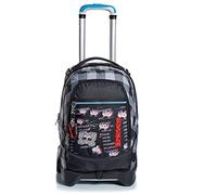 Seven Rolling backpack, JACK-2WD SPACE CHECK, Wheeled Book Bag, 3 in 1, Detachable Backpack + Trolley, for Teen, Girls&Boys, For School, Sport, Free Time, Laptop Sleeve, Italian Design, black