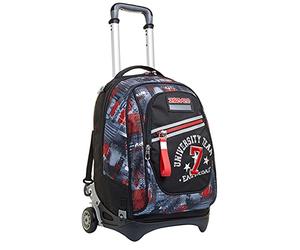 Seven Rolling backpack, NEW TECH COLLEGE WORLD Wheeled Book Bag, 3 in 1, Detachable Backpack + Trolley, for Teen, Girls&Boys, For School, Sport, Free Time, Laptop Sleeve, Italian Design, black