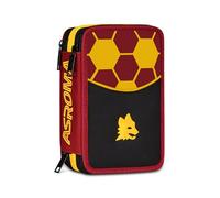 Seven Roma 3 Zip School Case, Red, Triple Compartment, 45 Pieces, Stationery Set Included, Accessories Backpack, Elementary School, Children and Teens, Football, Official Product