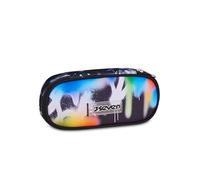 Seven Round Plus BUZZY NOTE BOY School Pencil Holder, Multicoloured, Oval Case, Inner Pocket, Elastic Pencil Holders, Accessories Backpack, Child, Boy, Middle and High School