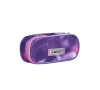 Seven Round Plus School Pencil Holder, Fuchsia Purple, Bubble Street, Oval Pouch with Inner Pocket and Elastic Pen Holders, Backpack Accessories, Elementary, Medium, Top, Girls, Fuchsia, Taglia Unica,