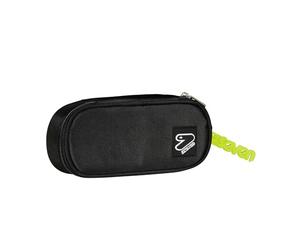 Seven Round Plus Tech School Pencil Holder, Black, with Pocket and Elastics, Backpack Accessories, Black, Taglia Unica, Modern